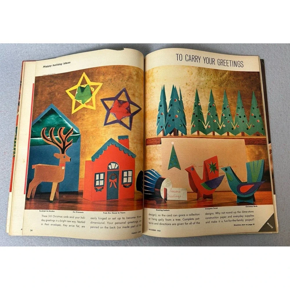 VTG December 1965 Family Circle Magazine Holiday Print Ads Recipes Christmas MCM